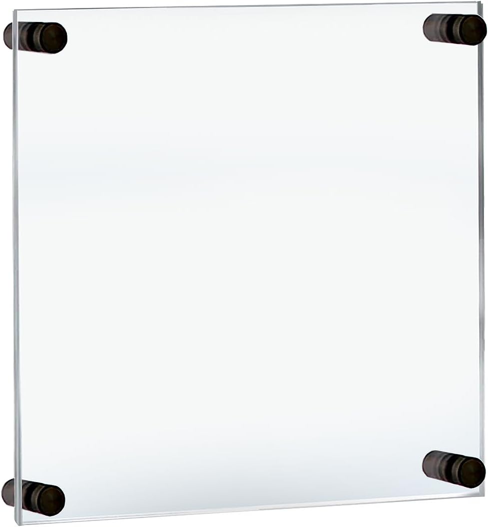 Azar Displays 105510-BLK Acrylic Floating Double Panel Wall Frame,11" x 14" Graphic Size, Overall Frame Size: 15" x 18", Black