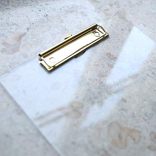UNIQOOO Thick Clear Acrylic Clipboard with Shiny Gold Finish Clip, Perfect for Modern Arts Lover, Fashion and Style Expert, Calligrapher, Office, Seminars, Workshops, Home School, Classroom and Event