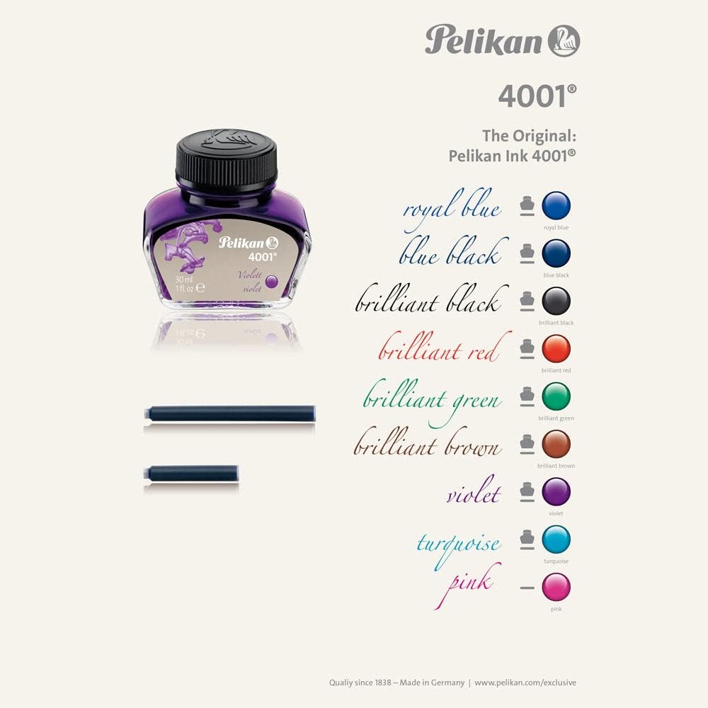 Pelikan 4001 Bottled Ink for Fountain Pens, Turquoise, 62.5ml, 1 Each (329201)