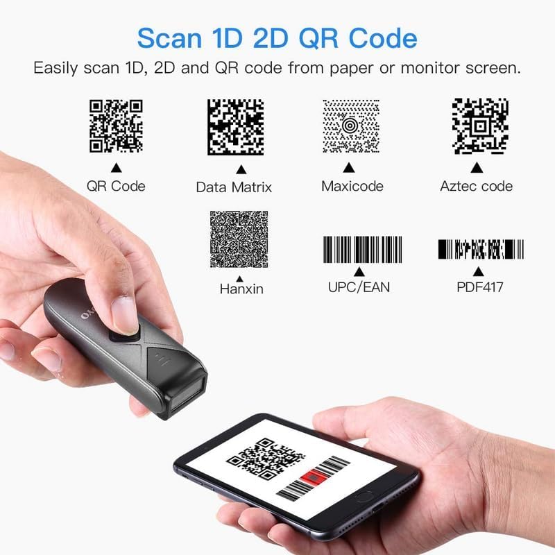 Eyoyo 2-Pack Mini QR 2D&1D Bluetooth Barcode Scanner Portable Wireless Barcode Reader with USB Wired/Bluetooth/ 2.4G Wireless Connection for Phone, Android, Tablet, Laptops