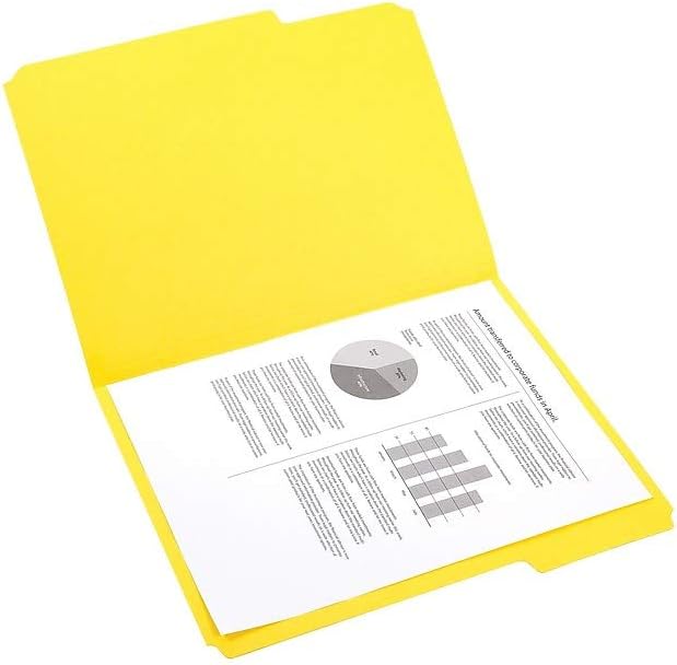 Staples 508903 File Folders W/ Reinforced Tabs Letter 3 Tab Yellow 100/Box