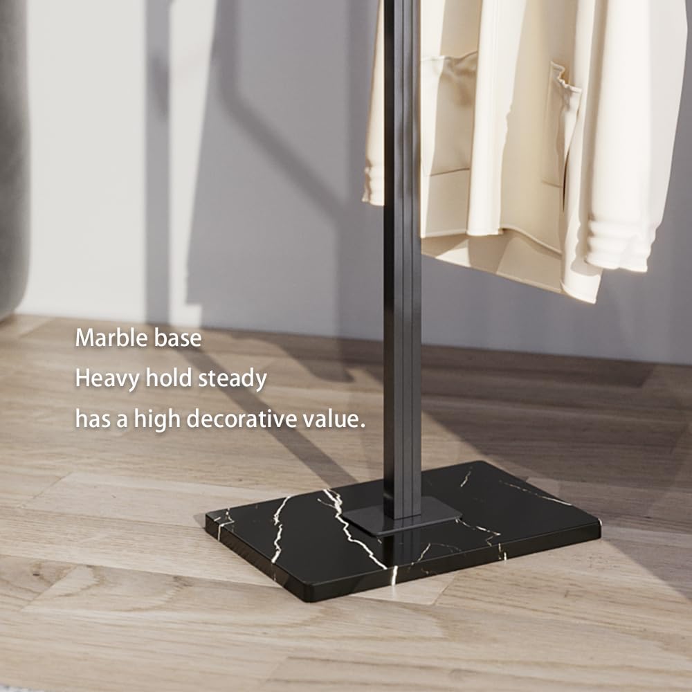 Sturdy Coat rack,Coat tree freestanding heavy duty with Marble Base,Metal standing coat rack for Bedroom,Entrance,Modern clothes hanger stand for Coats,Hats,Bags (black)