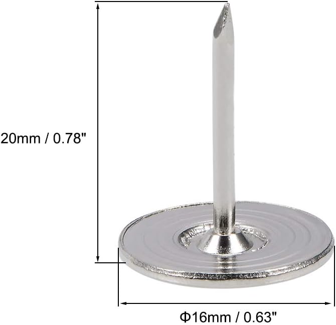 uxcell Upholstery Nails Tacks 16mmx20mm Flat Head Furniture Nails Pins Silver Tone for Furniture Sofa Headboards, 50 Pcs