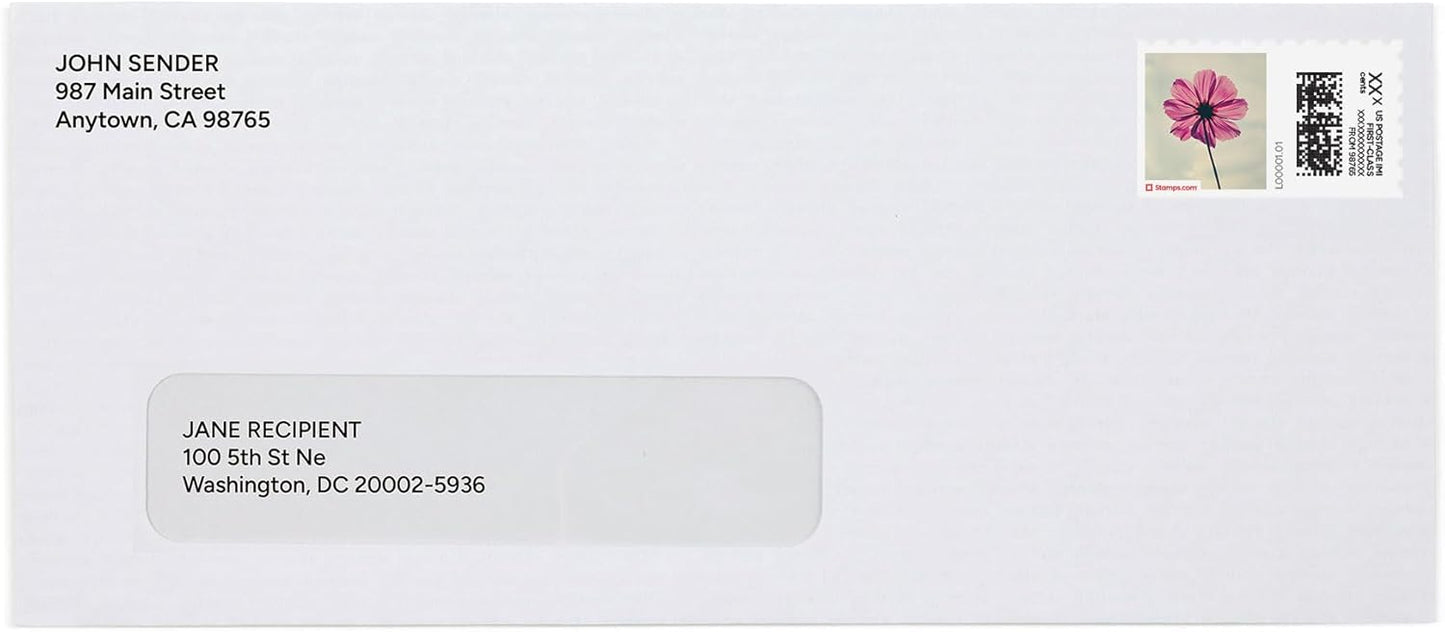 Pink Cosmos NetStamps 120-Pack (5 Sheets) Printable Postage Labels (Stamps.com Subscription Required) - Print Approved Postage - Inkjet & Laser Printers - Business, Personal, Home