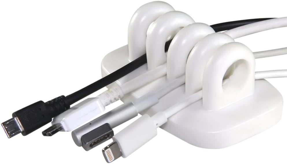ENVISIONED Desktop Cable Organizer, Weighted, No Bad Smell, Bundled with 2 Reusable Cable Ties (White)