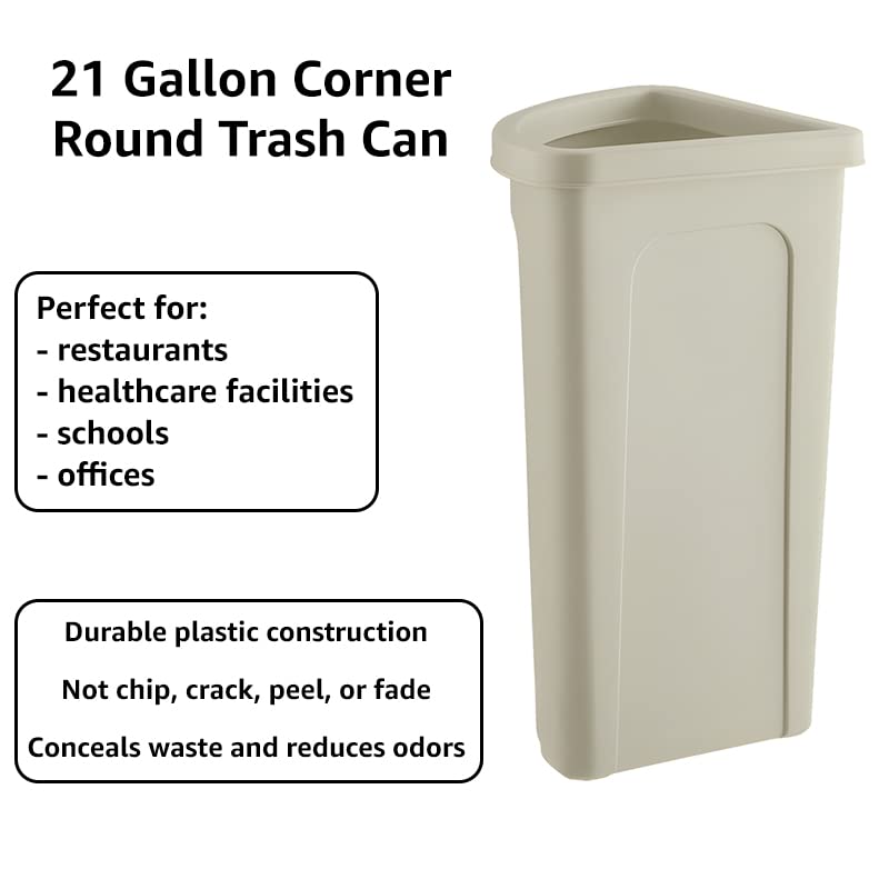 Recycling Bin, 21 Gallon Corner Round Trash Can, Crack-Resistant, Commercial Durable Garbage Can, Reinforced Bottom, Ideal for Home, Kitchen, Bar, Hotel, Restaurant, School