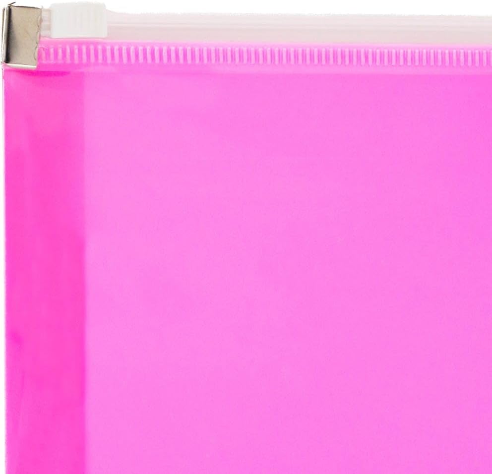JAM PAPER Plastic Envelopes with Zip Closure - Letter Booklet - 9 3/4 x 13 - Hot Pink - 3/Pack