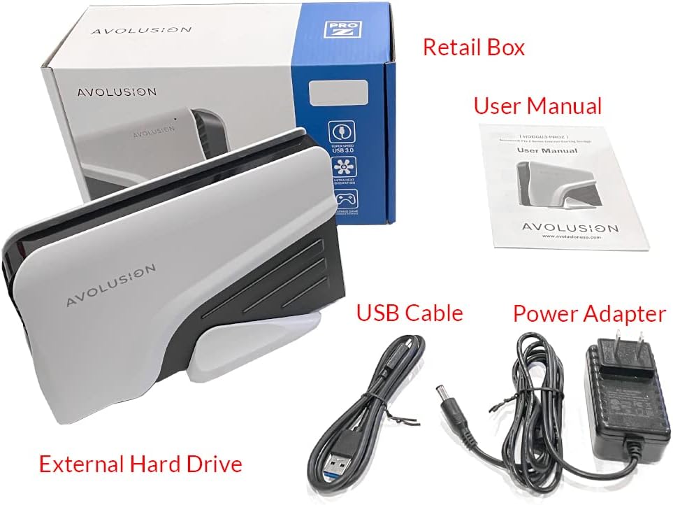 Avolusion PRO-Z Series 8TB USB 3.0 External Hard Drive for WindowsOS Desktop PC/Laptop (White)