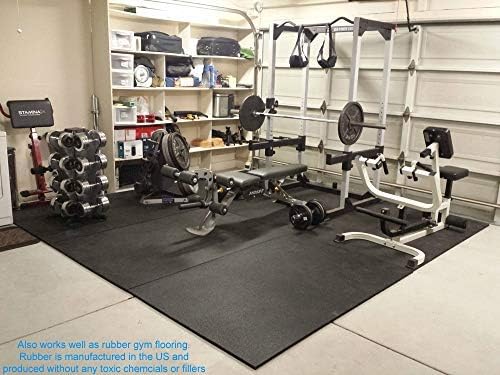 American Floor Mats - Heavy Duty Stall Tiles - Stable/Horse Tiles - Thick, Durable Rubber Flooring Solid Black 6' x 12' Set 3/8" Thick (18 Tiles Total)