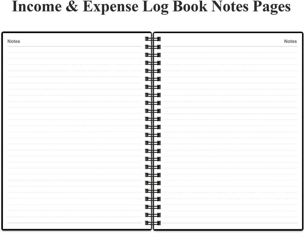 Heveboik Income & Expense Log Book - A4 Income and Expense Tracker for Small Business, Accounting Bookkeeping Tracking for Woman and Man, 8" x 10.5", Black