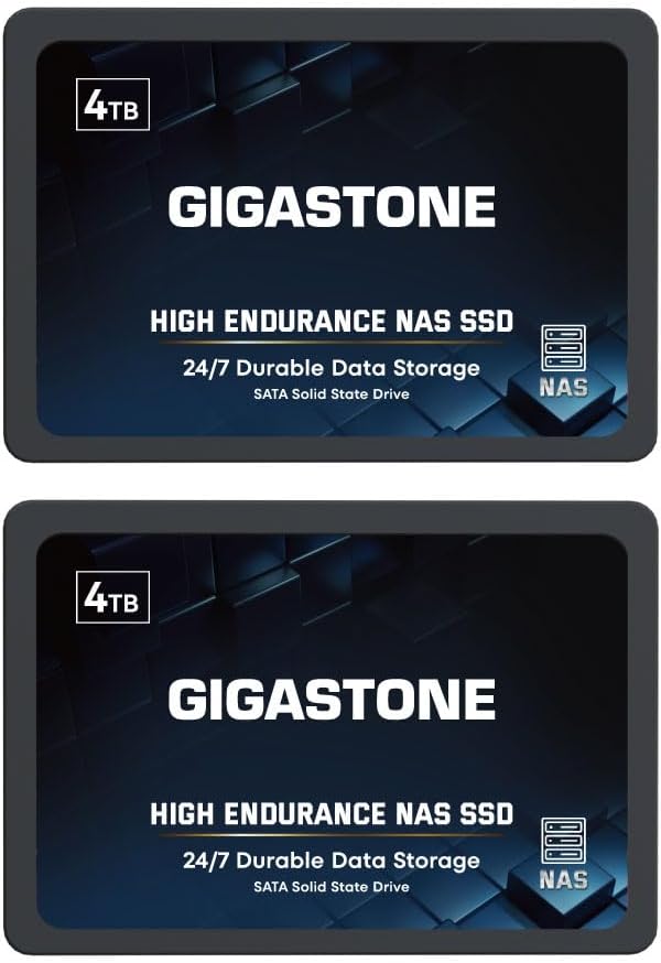 Gigastone 4TB NAS SSD Drive (2-Pack) 24/7 Durable High Endurance RAID Data Storage Network Attached Storage 2.5" SATA Internal Solid State Hard Drives