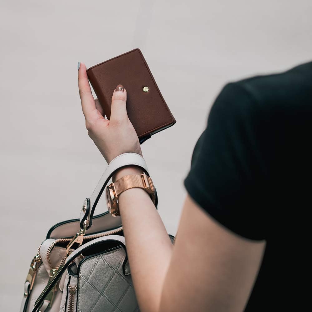 Unisex Trifold Cardholder Wallet/Genuine Leather Wallet / W5 (Coffee)