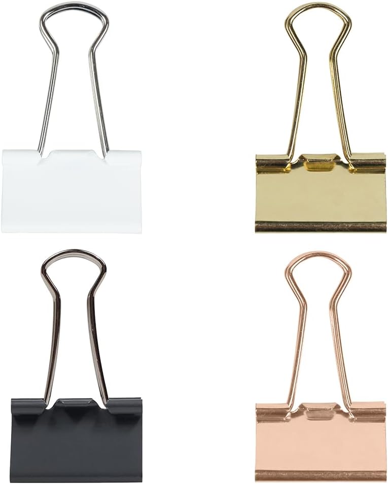 JAM PAPER Colorful Binder Clips Assortment - Medium - 1 1/4 Inch (32 mm) - Assorted Business Colors - 60 Binderclips/Pack