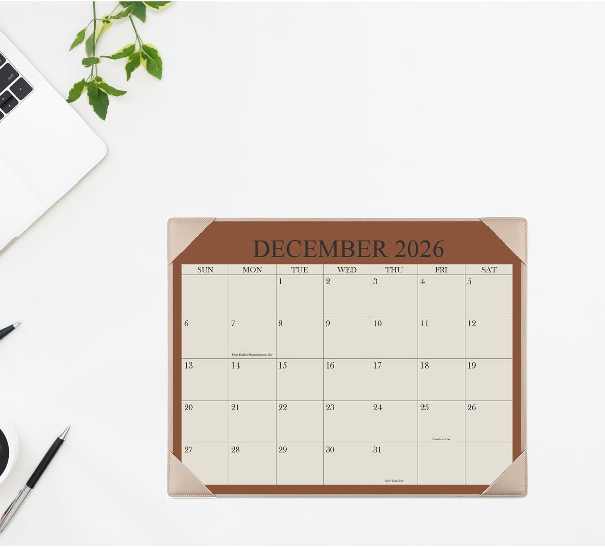 Desk Calendar 2025-2026 with Desktop Mat, 18 Month Small Desk Pad Calendar from July 2025 to December 2026, 8.5" x 11" Desk Pad Calendar 2025-2026 for Home, School Office, Beige