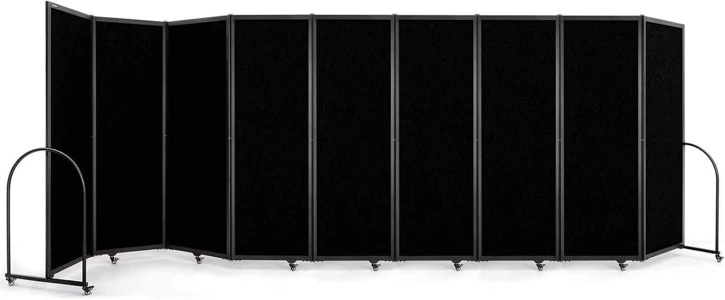 Folding Room Partition,Privacy Room Screen with Arms,Office Dividers Partition Wall,18'5"L* 6'7"H,Black