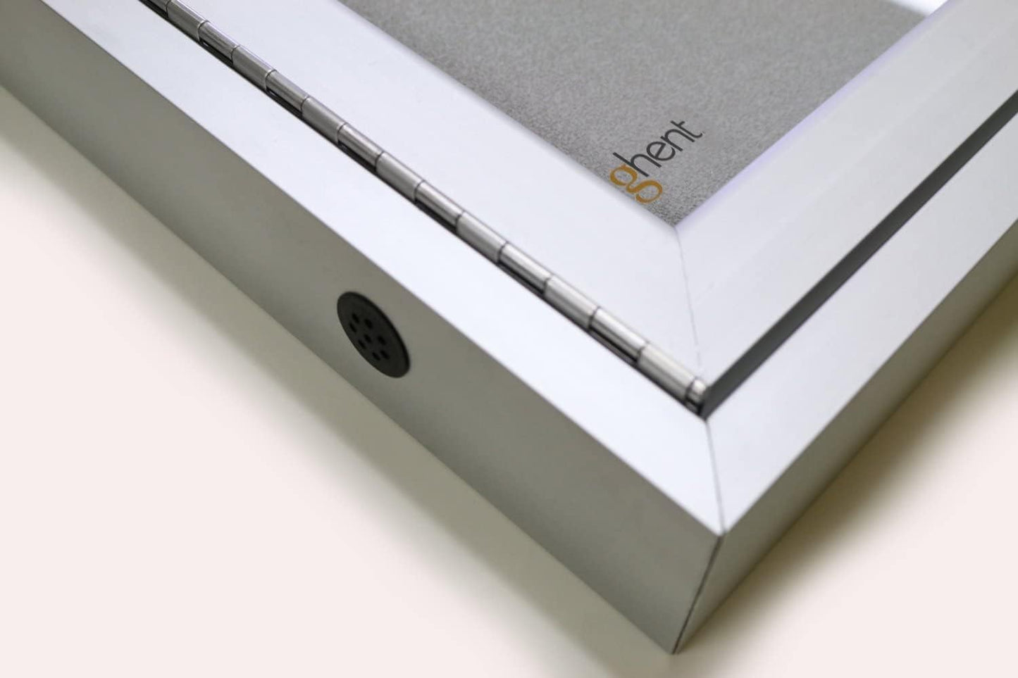 Ghent 36" x 36" 1 Door Outdoor Satin Aluminum Frame Enclosed Vinyl Bulletin Board, Caramel (PA13636VX-181) - Made in USA