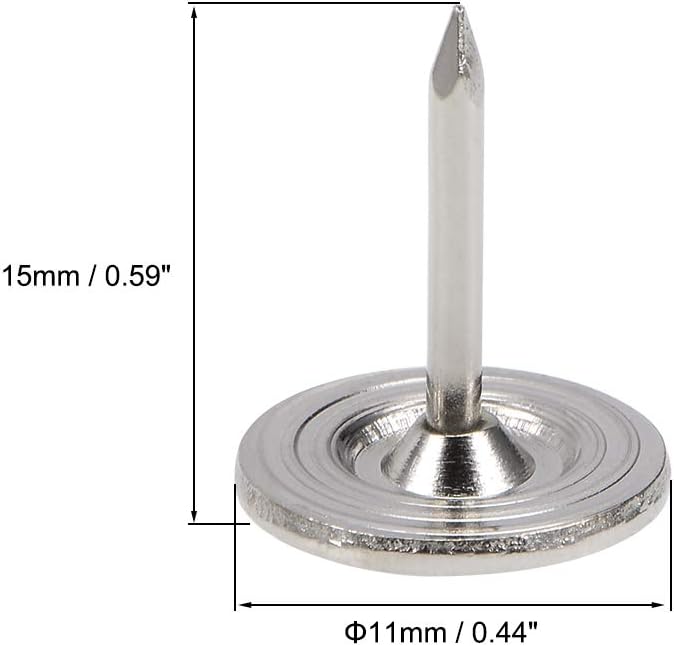 uxcell Upholstery Nails Tacks 11mmx15mm Flat Head Furniture Nails Pins Silver Tone for Furniture Sofa Headboards, 100 Pcs