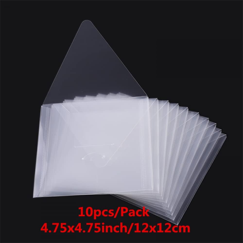 10 Pack Large Stamp & Die Storage Pockets Reusable Clear Plastic Seal Bags Storage Case for Cutting Dies Stencil Album Stamp Crafts Paper Card Craft Stamping Die Cuts Organizer Holder 4.75X4.75inch