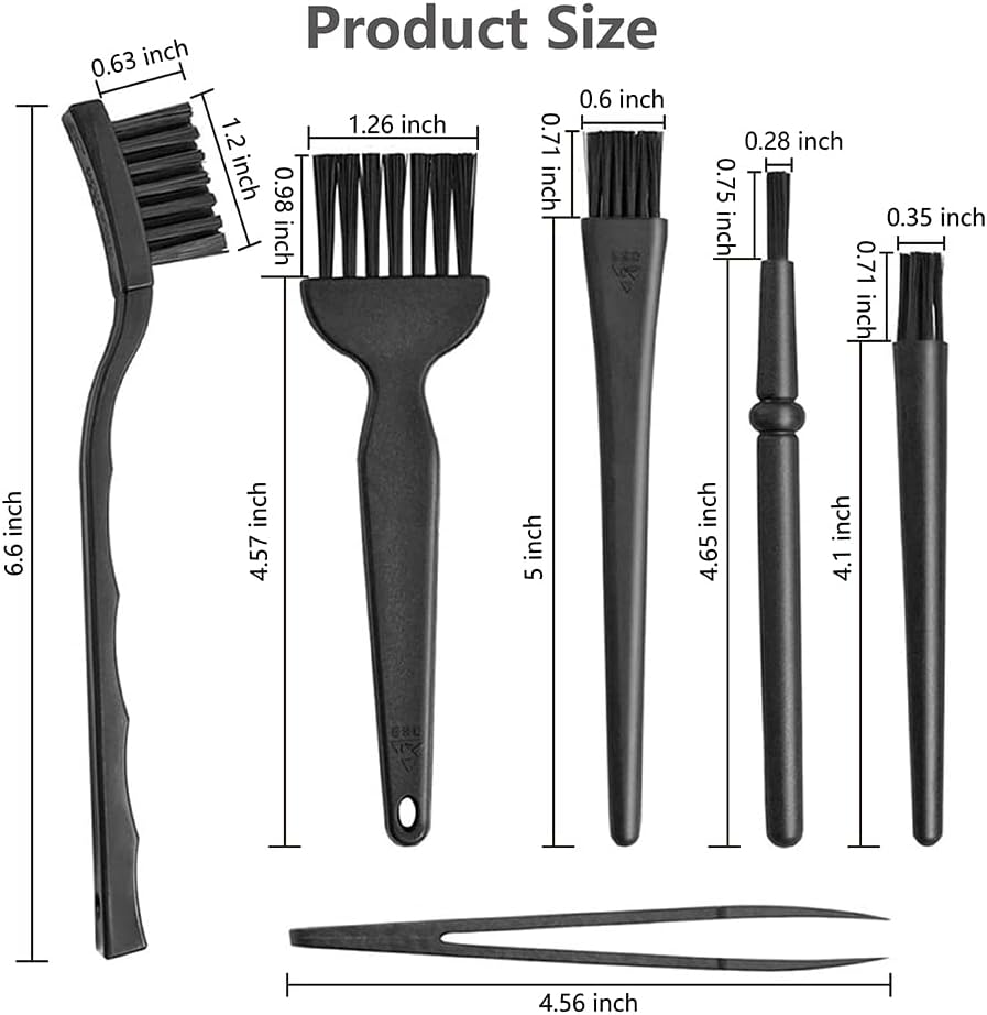 Keyboard Brush,6 in 1 Multi-Purpose Portable Plastic Handle Nylon Anti Static Brush Kit Fit for MacBook Laptop,Phone,Computer Keyboard,Machine,Car Interior Detailing,PP Handle,Razor Cleaning Brush
