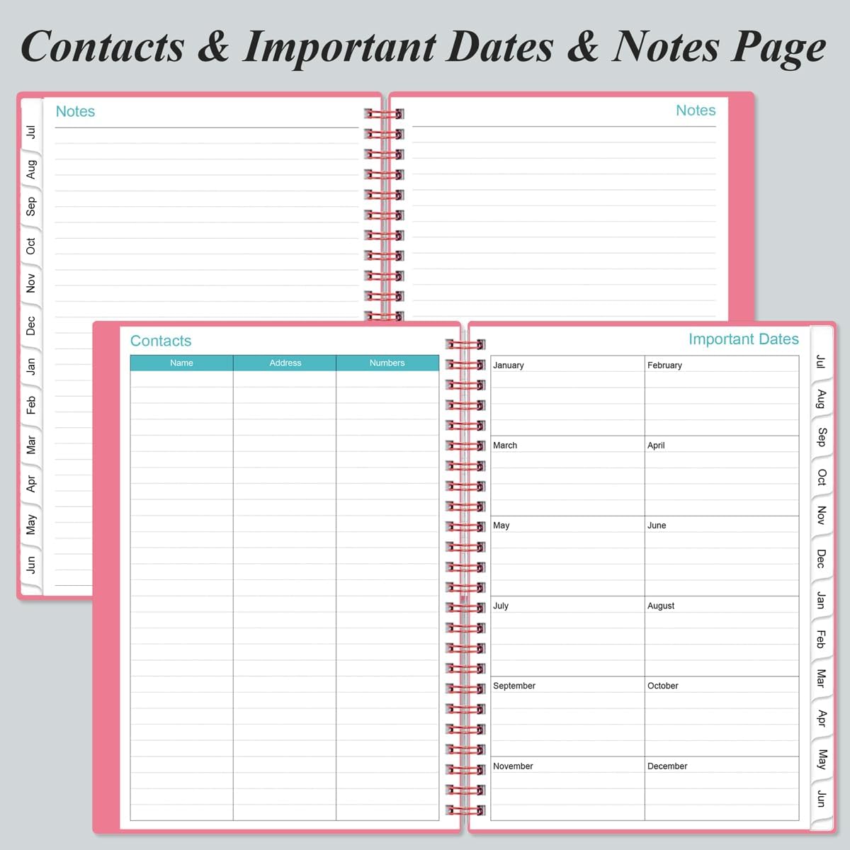 2026 Daily & Monthly Planner - One Page Per Day, Daily Planner 2026 from January 2026 to Deccember 2026, Planner 2026 with 12 Monthly Tabs, 6.4" x 8.5", Pink