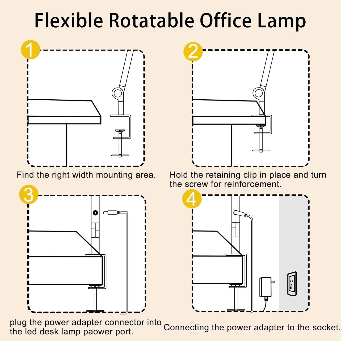 LED Desk Lamp with Clamp & Flexible Arm - 3 Light Sources, 4 Color Modes & 5 Brightness Levels, Eye-Caring Table Light with Memory Function