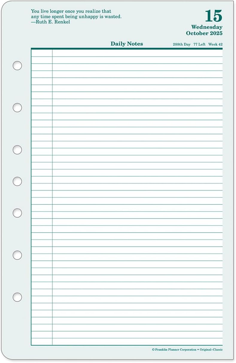 FranklinCovey - Original Two Page Per Day Ring-Bound Planner (Classic, Oct 2025 - Sep 2026)