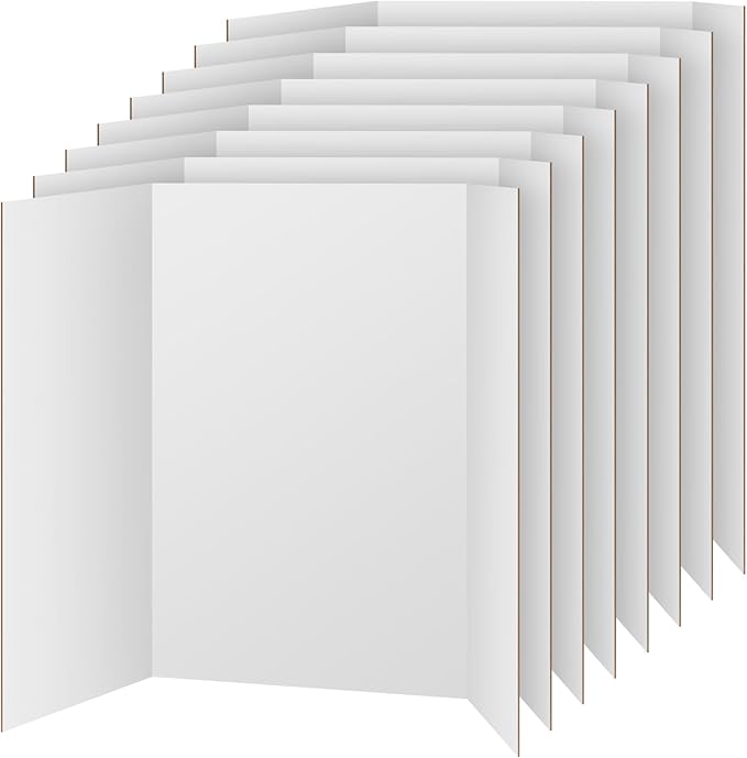 VinTS 8 PCS 36" x 48" Trifold Poster Board White Trifold Foldable Display Poster Board for School Projects, Science Fair,Graduation Exhibitions