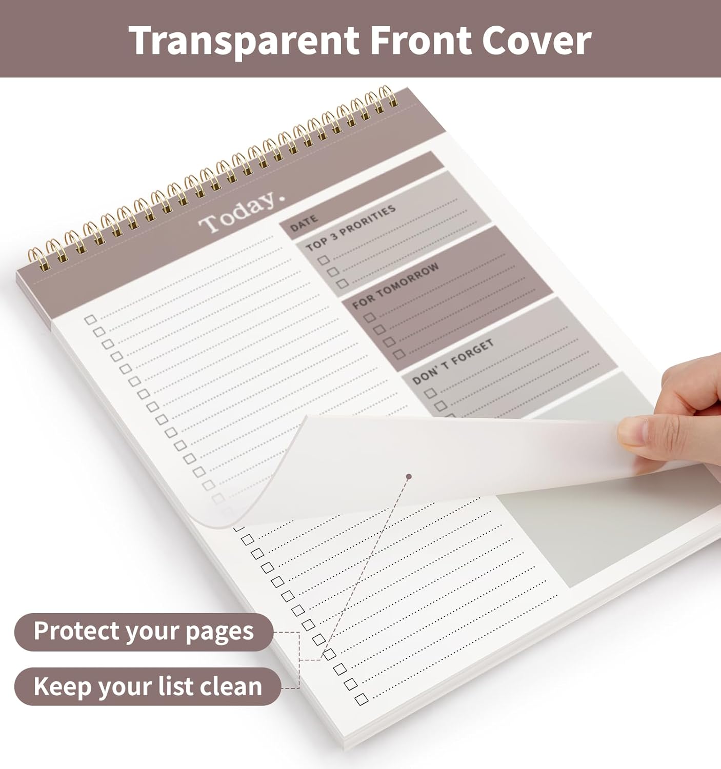 To Do List Notepad, 52 Undated Sheets (8.5"×11")Duplex-printed Daily Planner For Work Home School Office Desk Accessories Supplies & Goal Setting Tasks- Brown