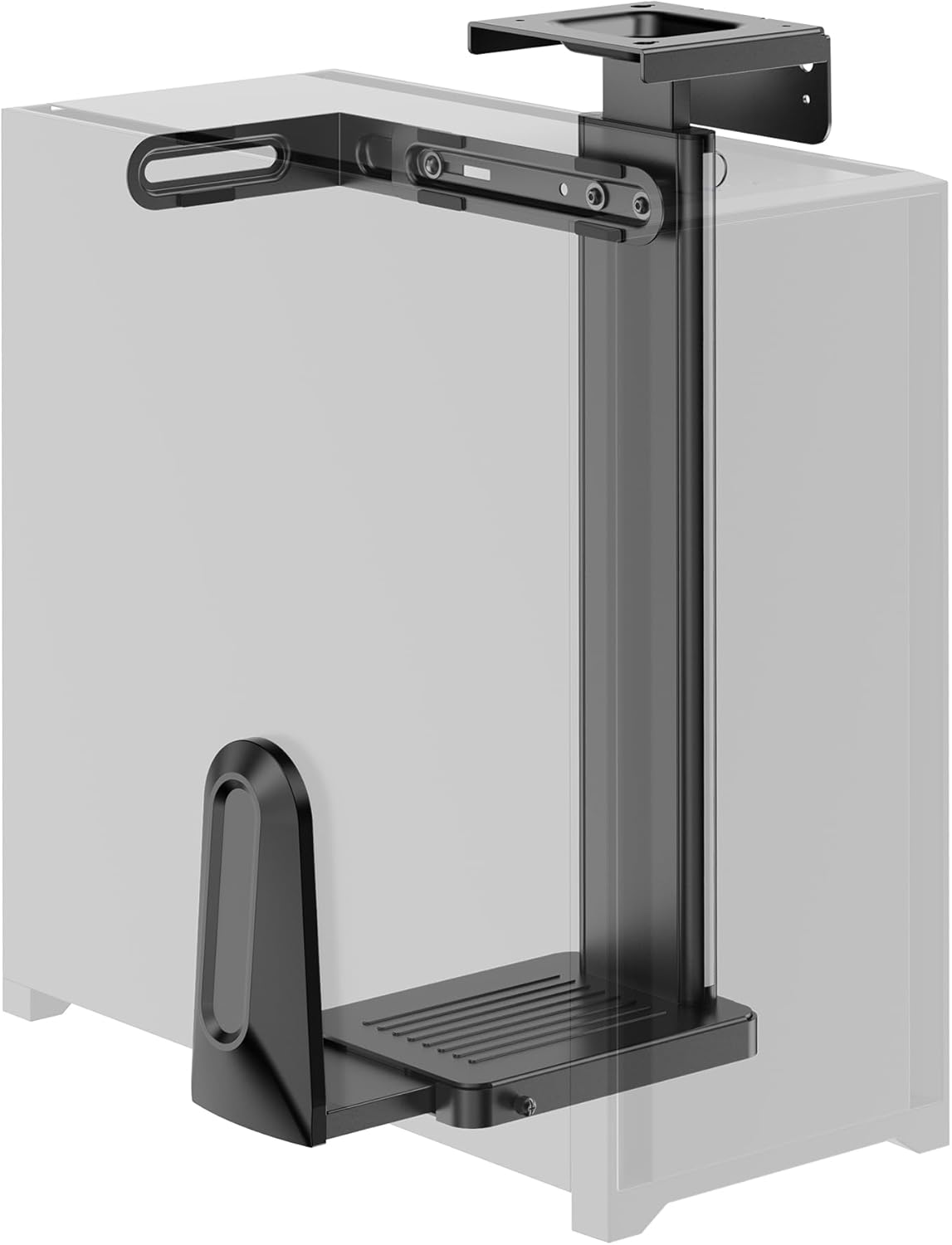 Mount-It! CPU Under Desk Mount Bracket, Height Adjustable Heavy Duty Computer Tower Wall Mount, 44 lbs Weight Capacity, Adjustable Width Computer Case Holder Installation Under Desk or On Wall, Black