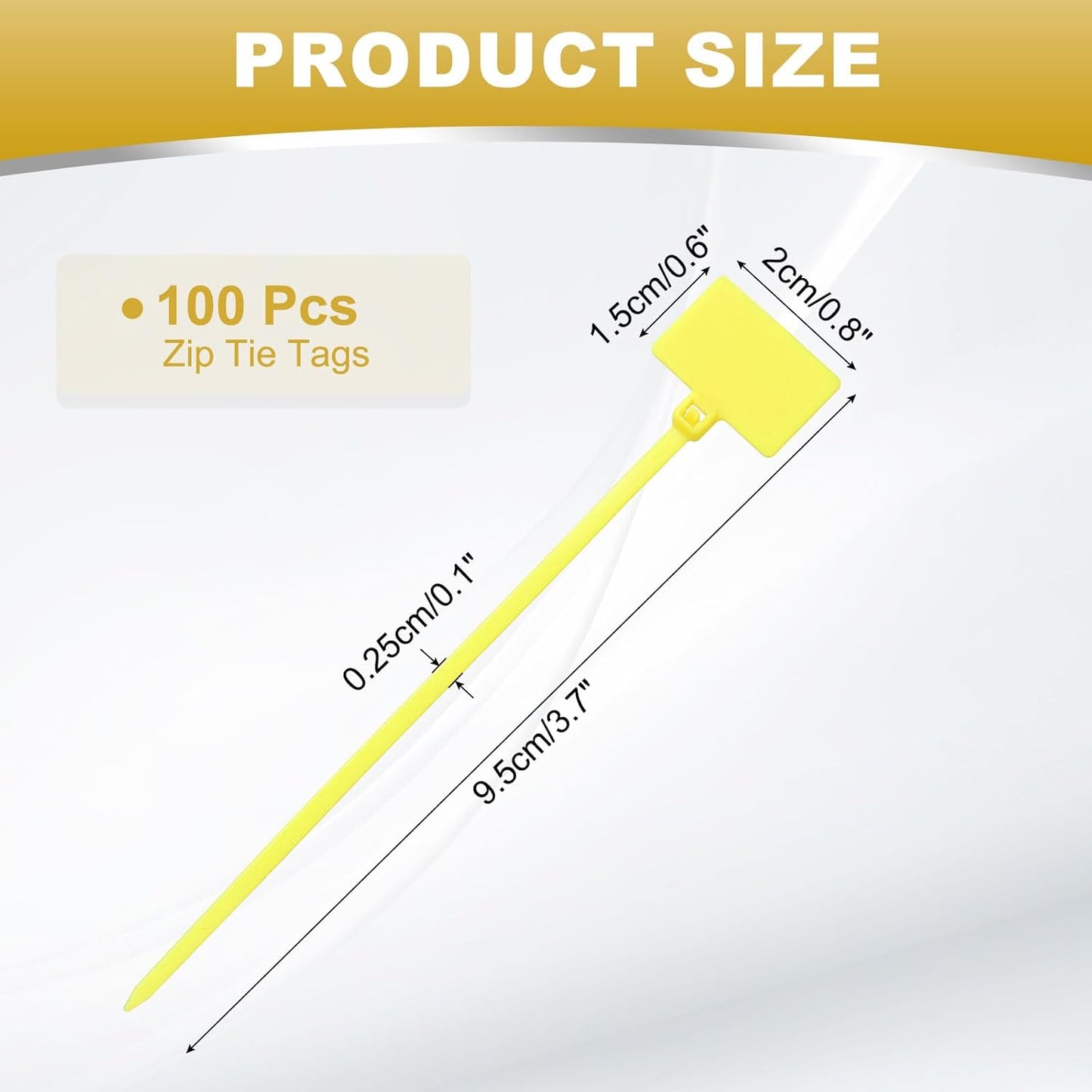 uxcell 100 Pcs Cable Label Marker Tags, Nylon Cable Zip Tie Tags 4.3 Inch Writable Self-Locking Wire Labels Zip Ties for Organization Marking, Yellow