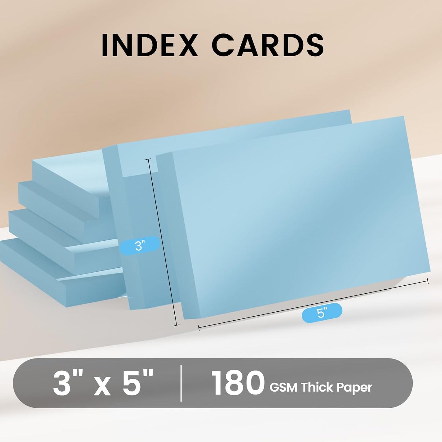 Index Cards 3x5 Inch, 300sheets, Flash Cards, Blank Blue Note Cards Paper For Studying, Schools Supplies, College, Office And Home Organization, Note Taking Supplies