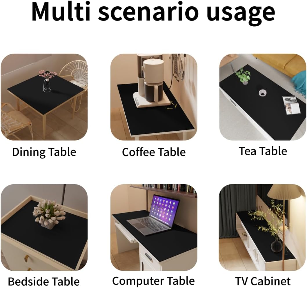 Dining Table Protector Pad for Dining Room Table - Can Be Used On Both Sides Waterproof and Easy to Clean Good Flatness Used for Dining Table(Black+Black 54x98)