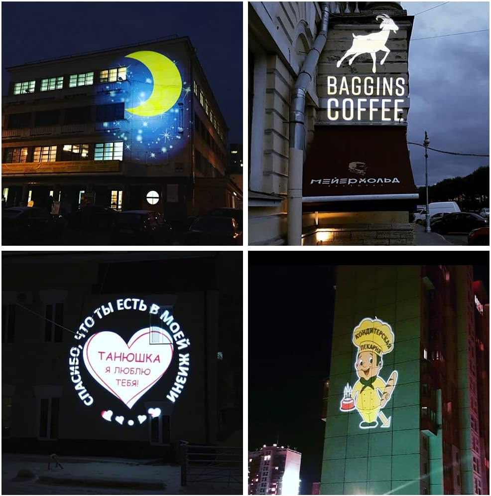 150W LED Logo GOBO Projector Ip67 Waterproof DJ Effect Light Including Free Custom Glass GOBO to Project Image for Hotel Company Store Wedding Advertising Indoor and Outdoor Use (150W)