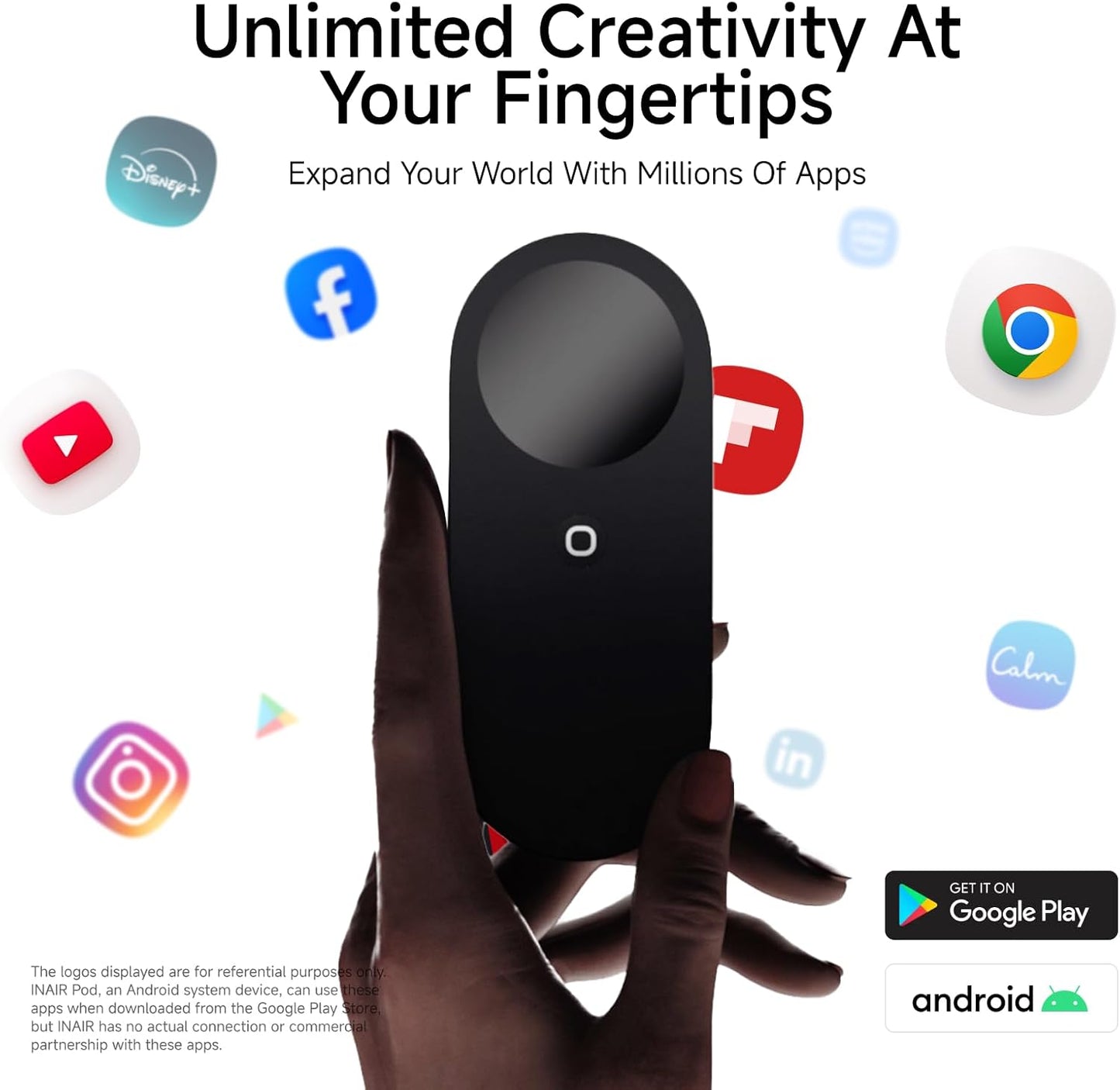 INAIR Pod|AR Glasses Dual-Function Host Unit & Mouse | 6-Screen Expansion | PC Streaming | 3DoF Spatial Hovering Technology (Anti-Dizziness) for Entertainment & Office Work