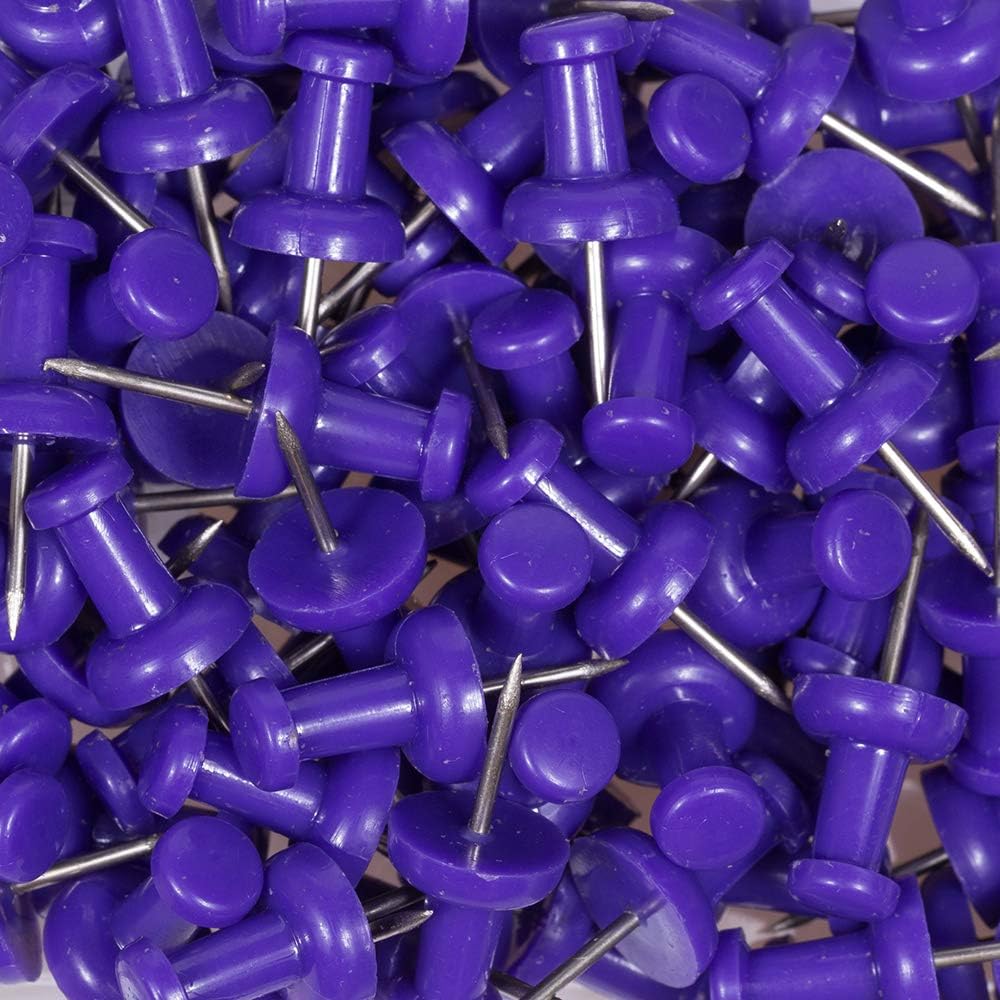 JAM PAPER Colorful Push Pins - Purple Pushpins - 100/Pack