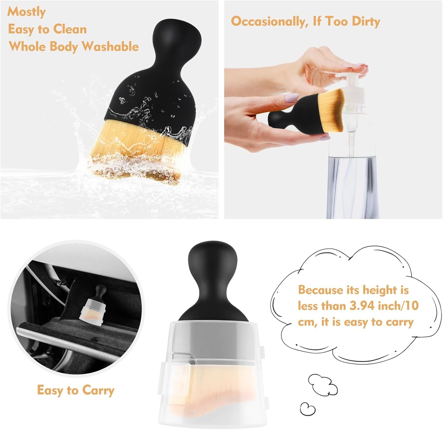 Car Interior Cleaning Brush Car Duster Interior with Ultra Soft Bristles Auto Detailing Brushes Dusting Car Accessories for Dashboard, AC Vents, Leather, Scratch-Free (2Pack)