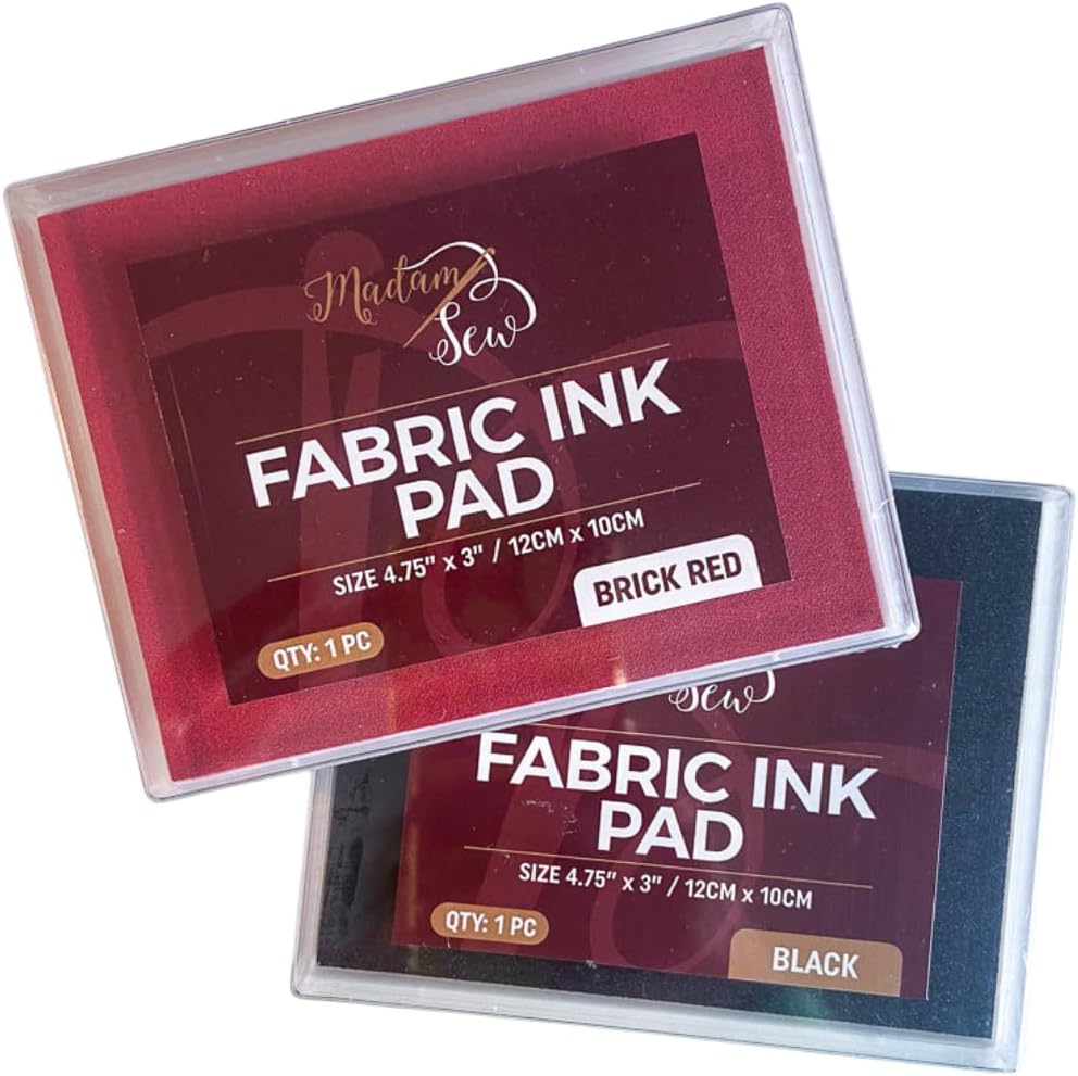 Madam Sew Permanent Fabric Ink Stamp Pad | Crisp, Washable Impressions on Cotton & Linen | Fade-Resistant Fabric Ink Pad for Fabric Crafts, Labels & Gifts | Works with All Rubber Stamps (Red)