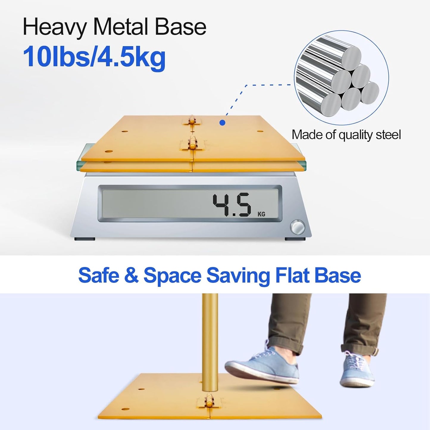 EMART Backdrop Stand, 8.5x10ft Width Adjustable Photography Background Support Poles with Heavy Duty Flat Base, Photo Metal Steel Pipe and Drape Frame Kit for Parties Birthday Wedding - Gold