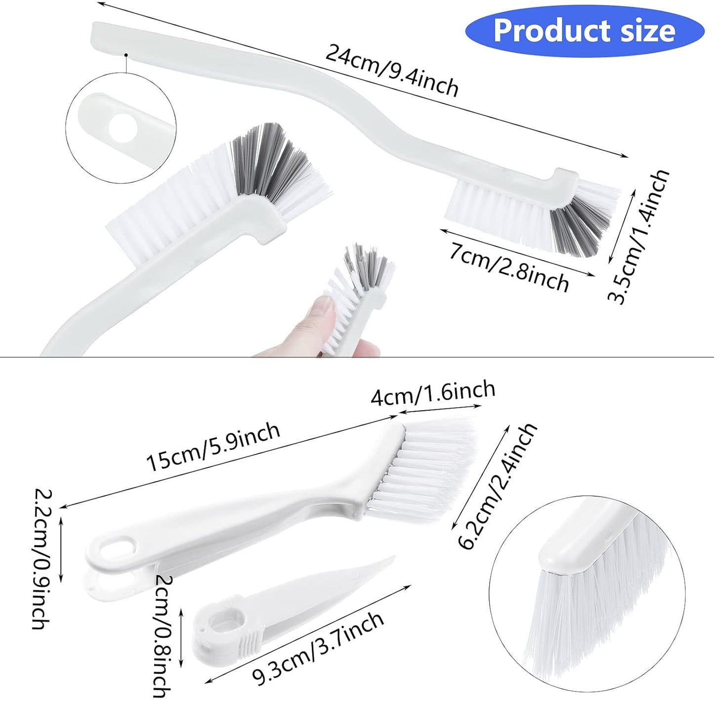 Patelai 4 Pieces Cleaning Brush Sets Small Scrub Brush Household Use for Cleaning Bottle Sink Kitchen Sink Corner Dish Edge Grout Bathroom Sliding Door Window Track(White)