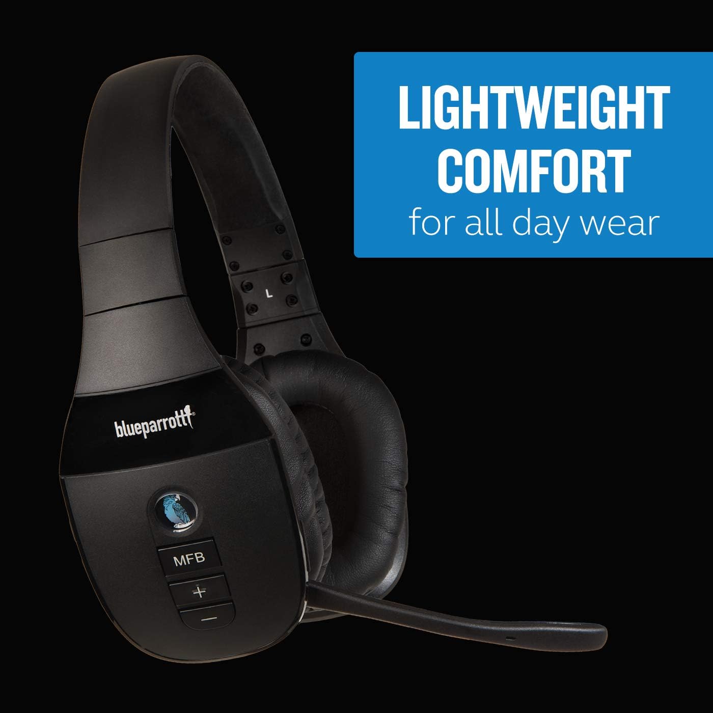 BlueParrott S450-XT Stereo Bluetooth Wireless Headphones 82% Noise Canceling Over Head Headset with Mic for Music and Calls, Hi-Fi Stereo Audio, 300 ft. Wireless Range, 24 hrs. Talk Time, Black