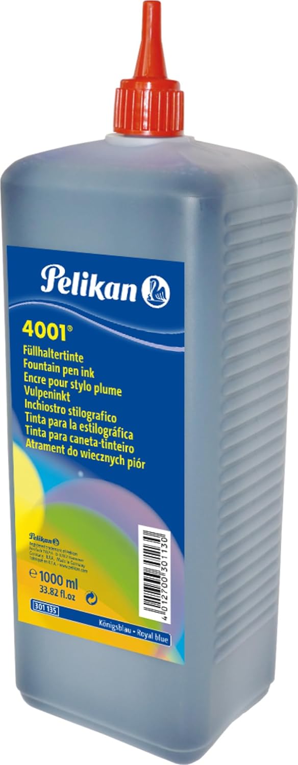 Pelikan 4001 Bottled Ink for Fountain Pens, Royal Blue, 1 Liter, 1 Each (301135)