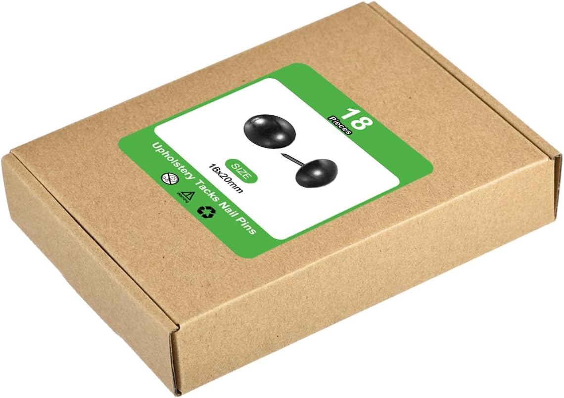 uxcell Upholstery Tacks Nail Pins Furniture, 18Pcs 16x20mm Thumb Tack Pins Assortment Kit Carbon Steel for Home Sofa DIY Decorative Nail Heads Nails, Black