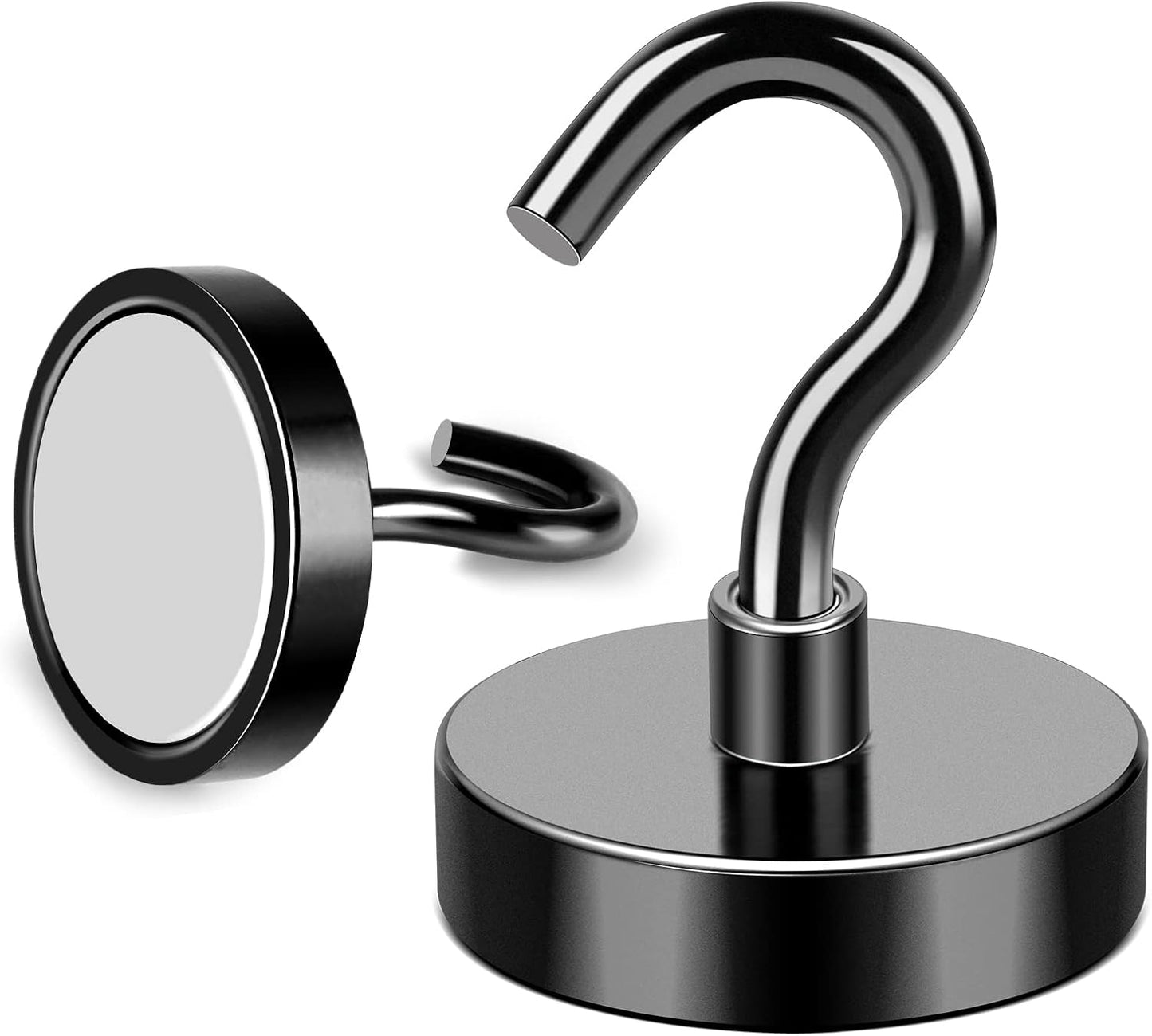 MIKEDE Black Magnetic Hooks, 80Lbs Heavy Duty Earth Magnets with Hooks for Cruise Cabin, Strong Magnet Hooks for Hanging, Super Metal Magnetic Hanger for Grill, Fridge, Kitchen - Pack of 10