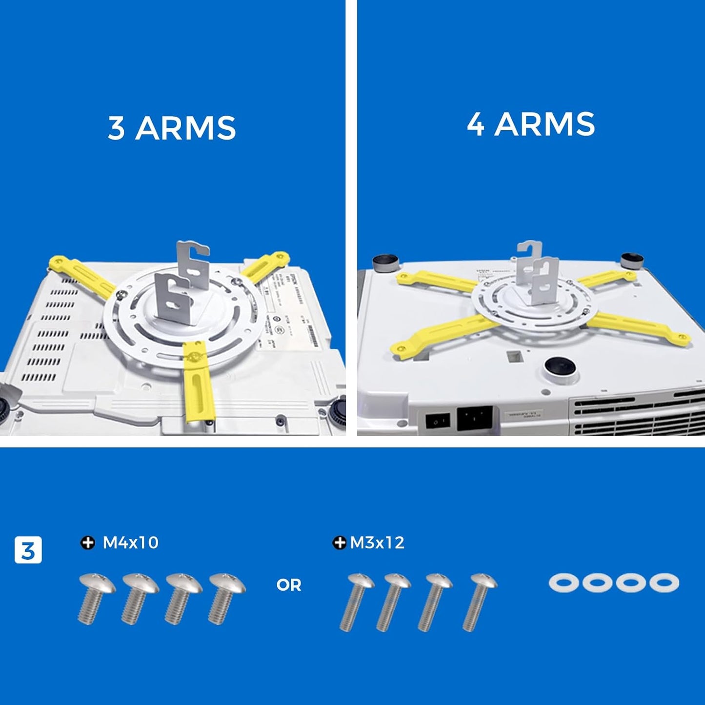 Projector Mount, 55 inch to 79 inch Adjustable Height ,Universal Full Motion Ceiling Bracket 22lb Max Weight and Extendable Arms Tilt Rotating Swivel Mount for Home and Office Projector Black