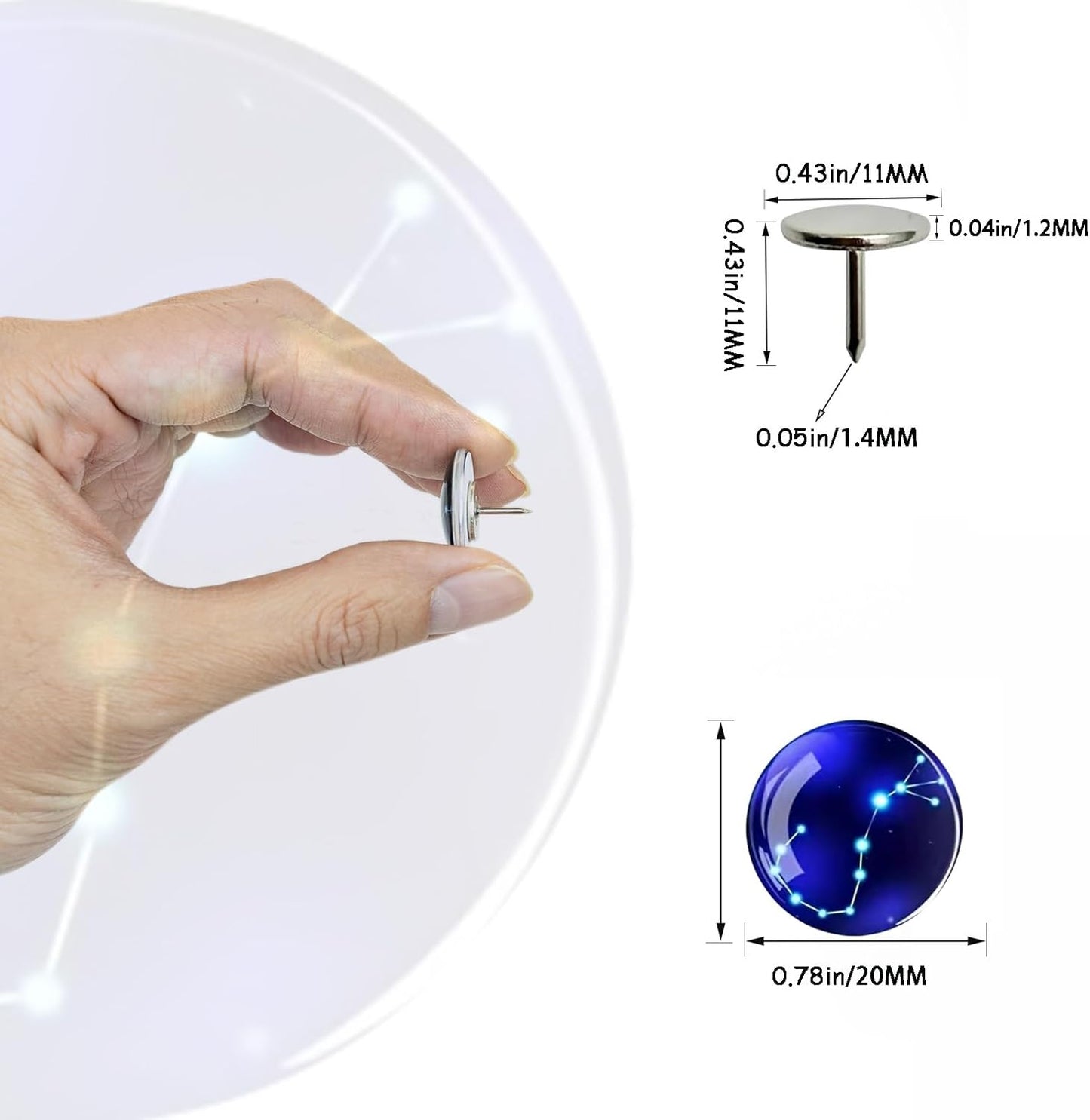 24Pcs Decorative Push Pins,Cute Push Pins,Cork Board Tacks,Cute Thumbtack for Office Decorative (24-Horoscope)