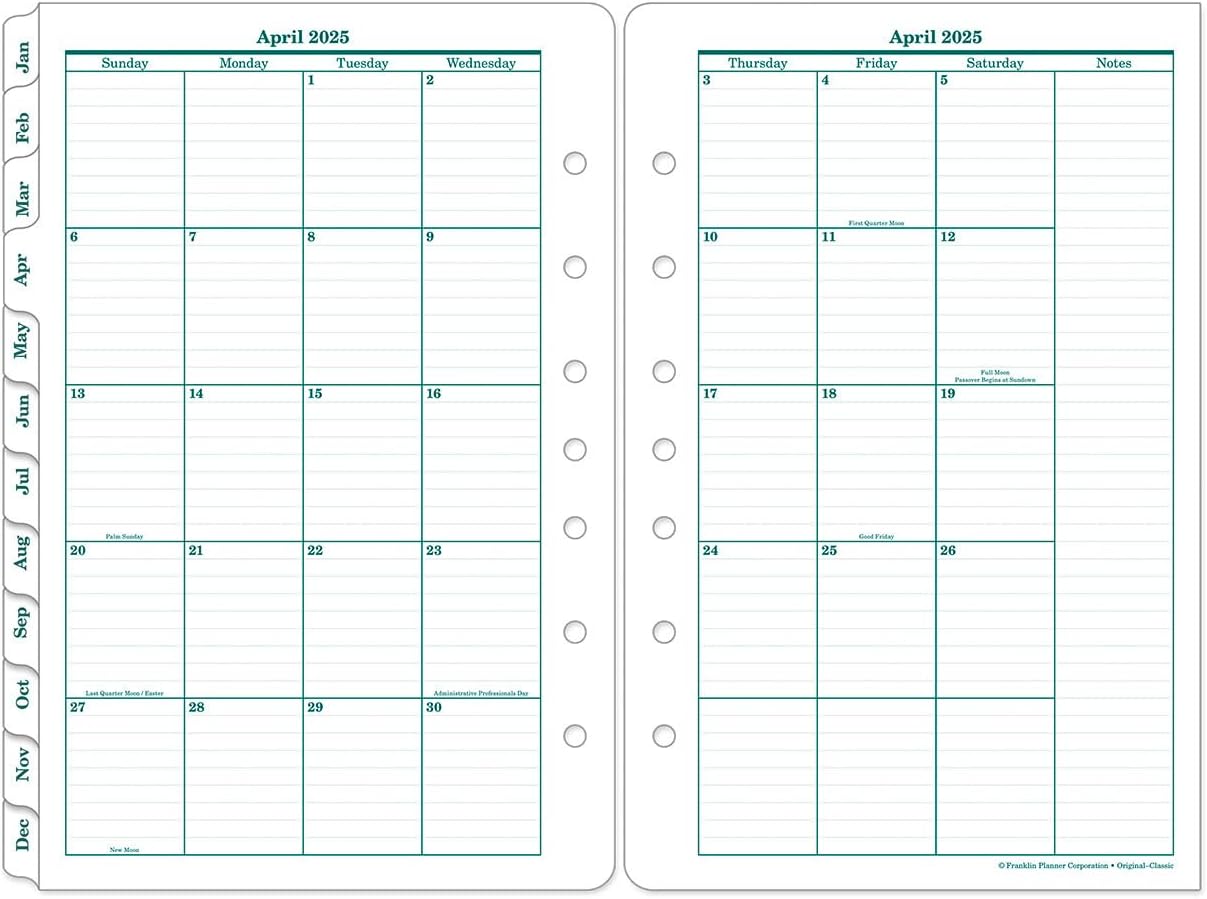 FranklinCovey - Original Two Page Per Day Ring-Bound Planner (Classic, Apr 2025 - Mar 2026)