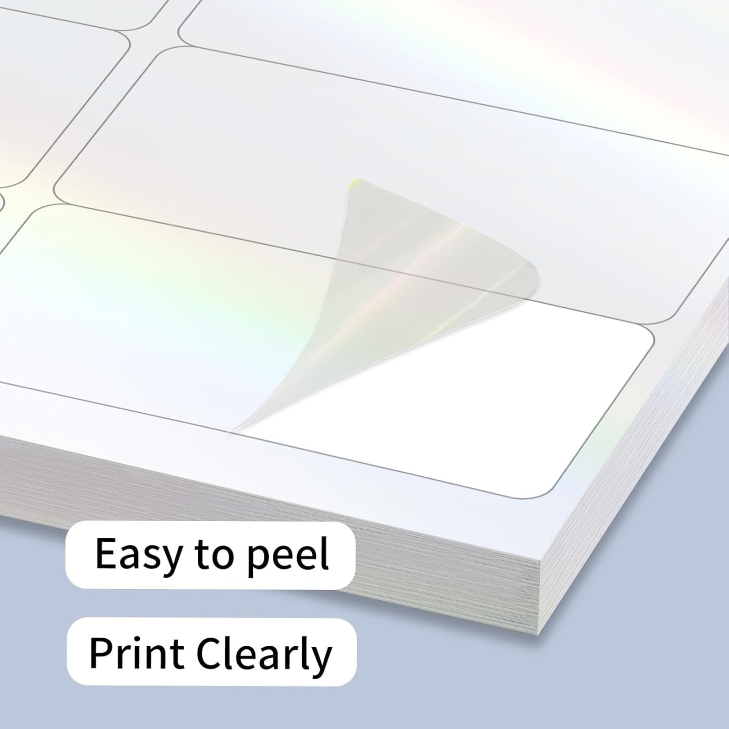 STARLIBOO Transparent Stickers Labels - 2" x 4" Clear Address Labels Mailing Stickers for Laser/Inkjet Printer 8.5"×11"- 20 Sheet (Clear Holographic)