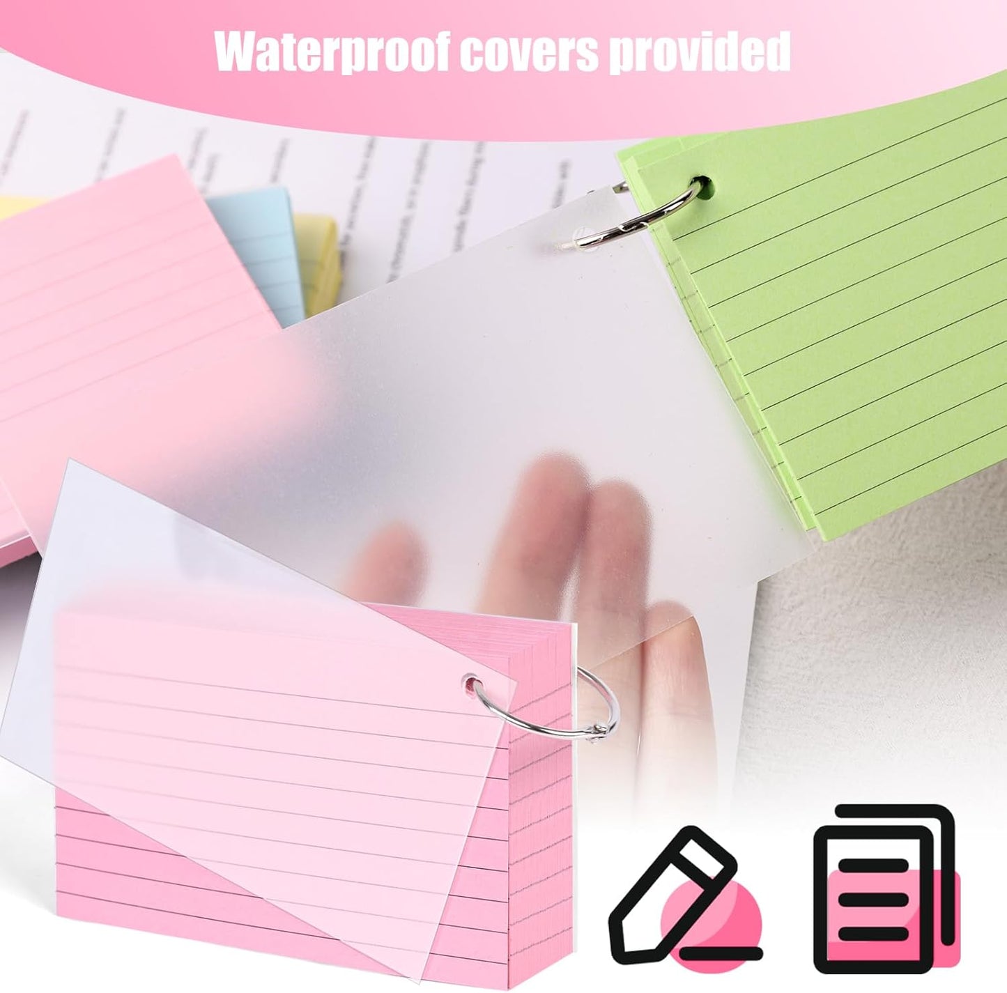 500PCS Index Cards 3x5 Inches, Colored Index Cards with Ring for Back to School, Punched Lined on Both Side Notecards Study Heavy Flashcards for Studying, Learning, College, Memory