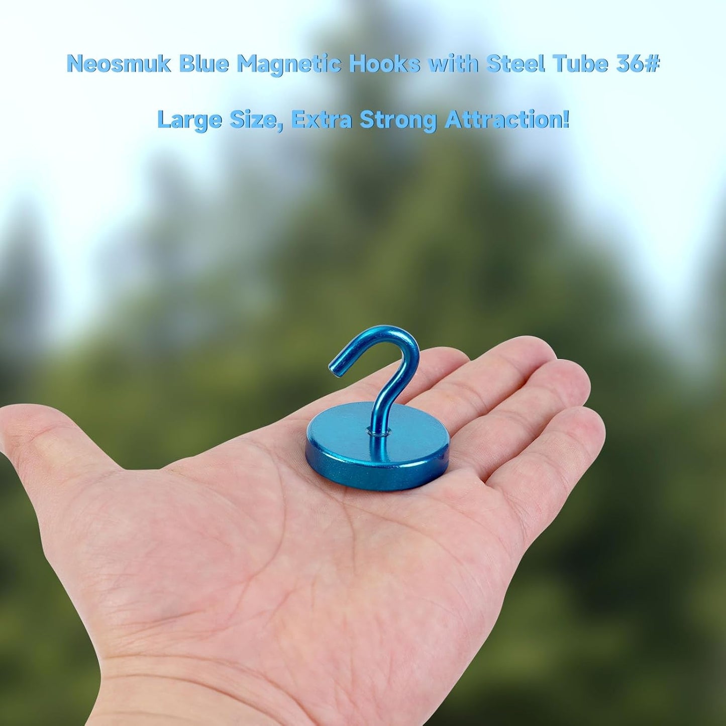 Neosmuk Magnetic Hooks, Heavy Duty 170lb Strong Magnets for Cruise Cabins, Ship Essentials, Large Metal Hooks for Hanging on Fridge(RoyalBlue,Pack of 4)