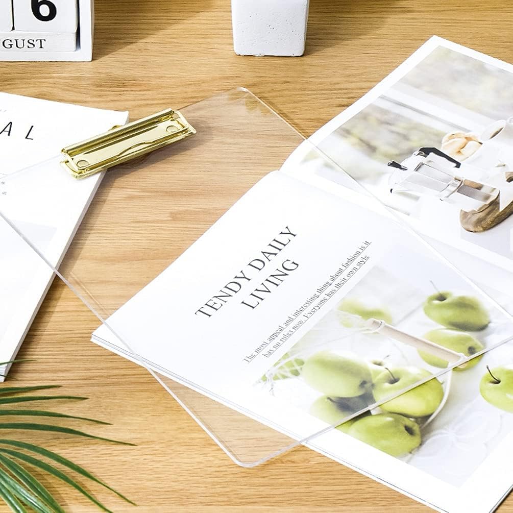 Thick Acrylic Clear Clipboards with Rose Gold Clip 3-Pack, Durable Stylish Clipboards with Low Profile Clip (Rose Gold A4-Lucency)